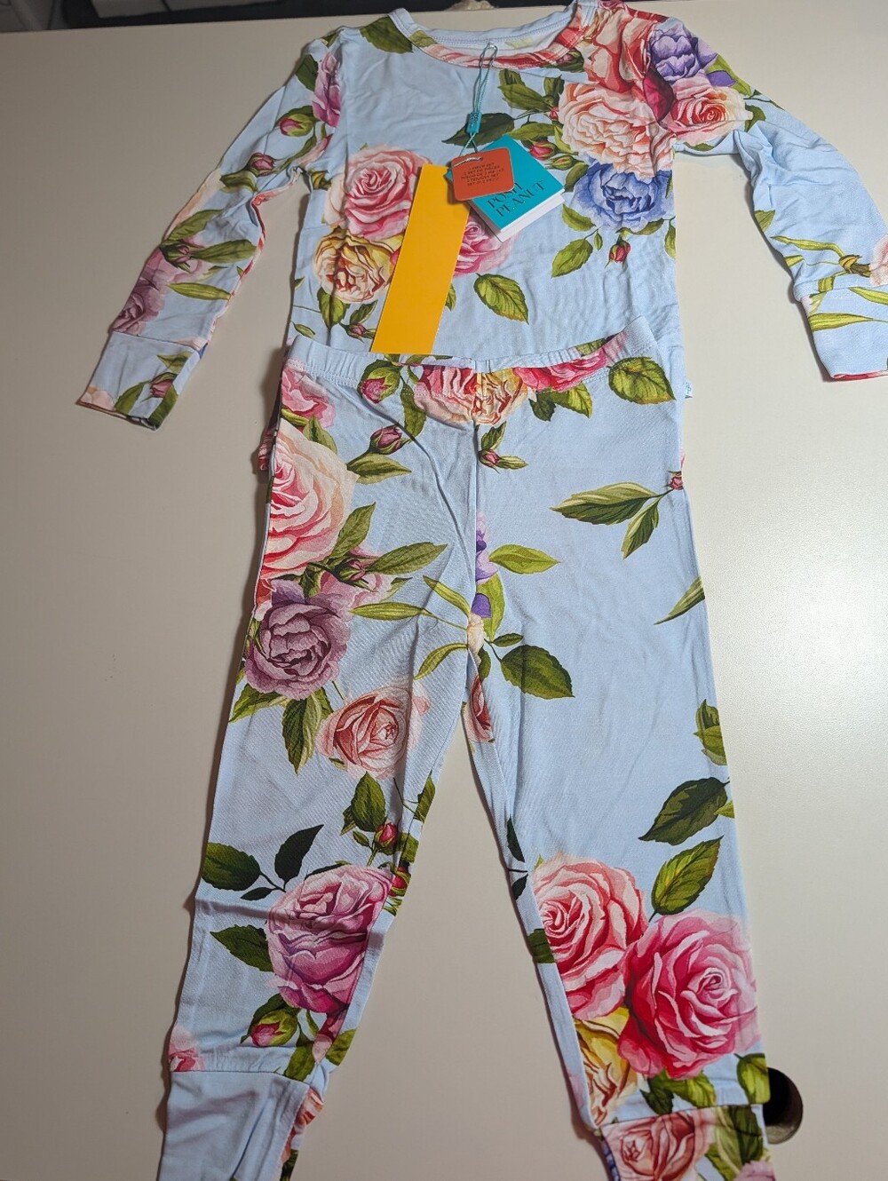 Posh Peanut 3T/4T Light Blue Floral Two-Piece Pajama NWT